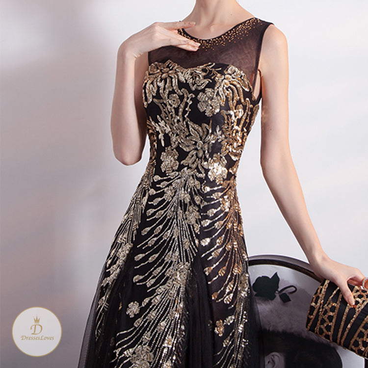 #7611 SEQUIN EVENING DRESS