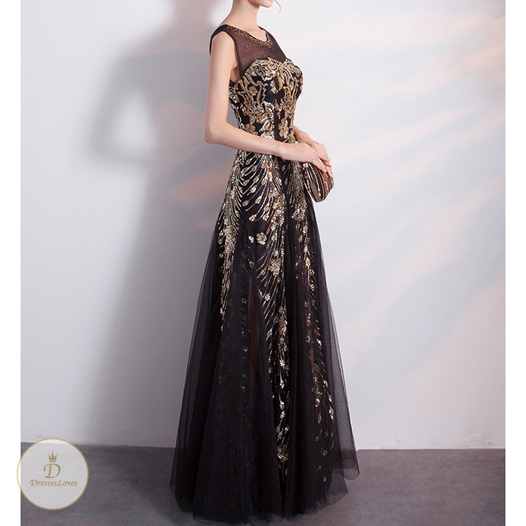 #7611 SEQUIN EVENING DRESS