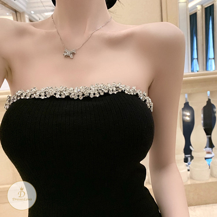 #7623 DIAMOND BANDEAU PARTY DRESS