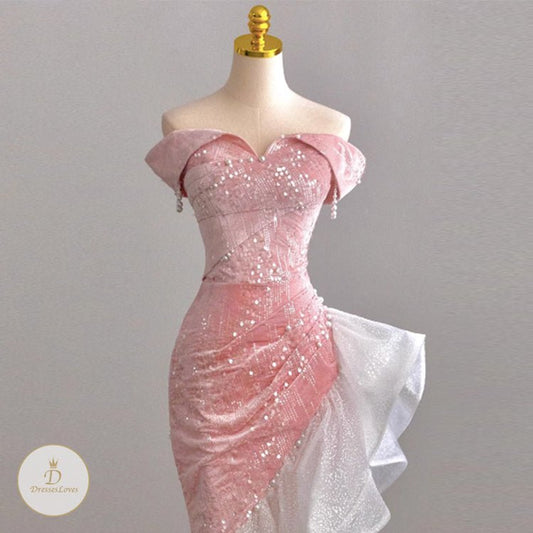 7765 OFF SHOULDER EVENING DRESS - DresseslovesOOTD