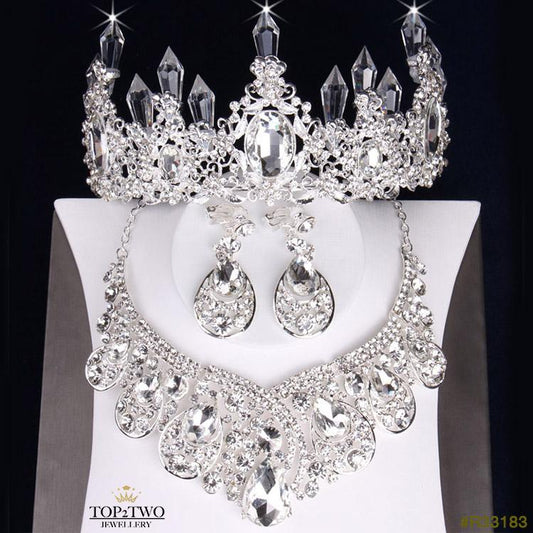 #R33183 Crown + Earrings + Necklace (Three-piece )