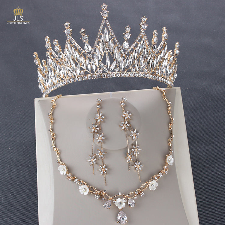 #R33252 Crown + Earrings + Necklace (Three-piece )