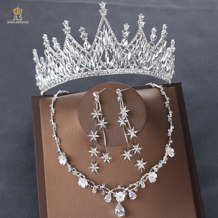 #R33252 Crown + Earrings + Necklace (Three-piece )