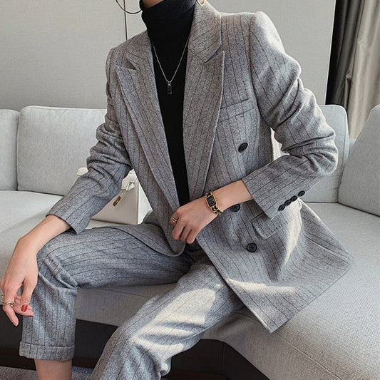 STRIPE SUIT BLAZER AND TROUSERS