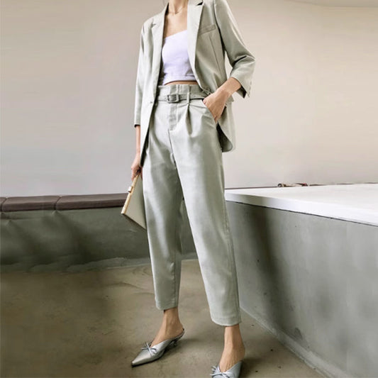 SUIT 3/4 SLEEVES BLAZER AND TROUSERS