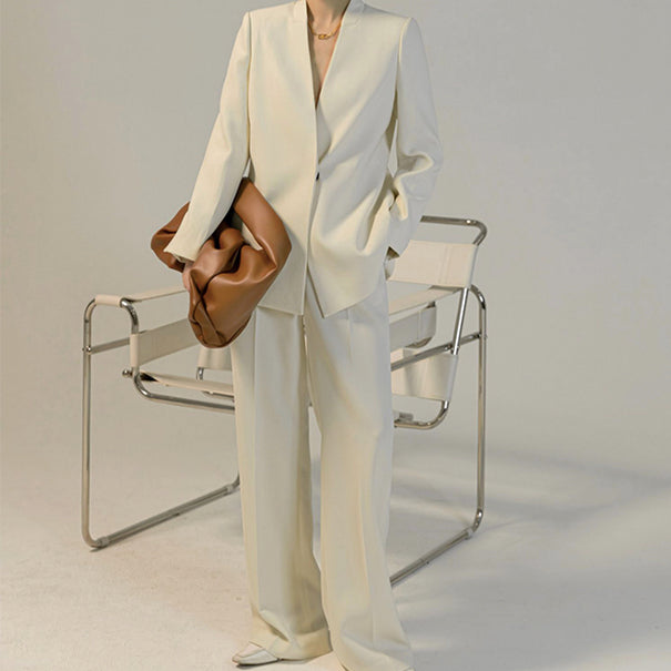 SUIT BLAZER AND WIDE LEG TROUSERS