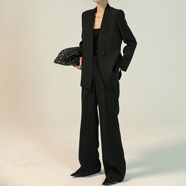 SUIT BLAZER AND WIDE LEG TROUSERS