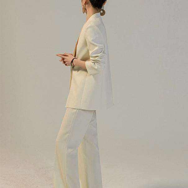 SUIT BLAZER AND WIDE LEG TROUSERS