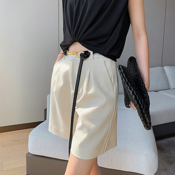 STRAIGHT WIDE LEG SHORTS