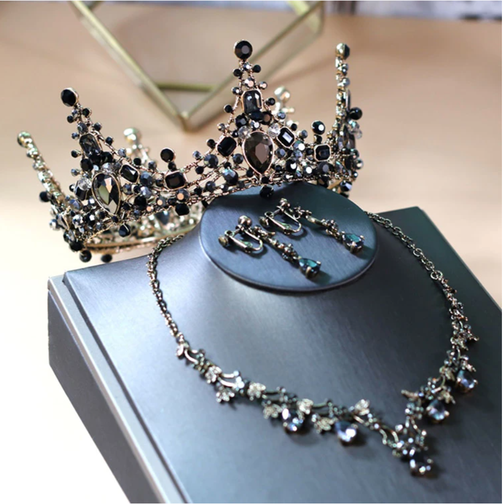 #R33065 Crown + Earrings + Necklace (Three-piece )