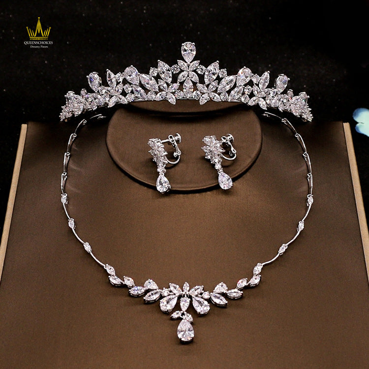 #TQ2027 Crown + Earrings + Necklace (Three-piece )