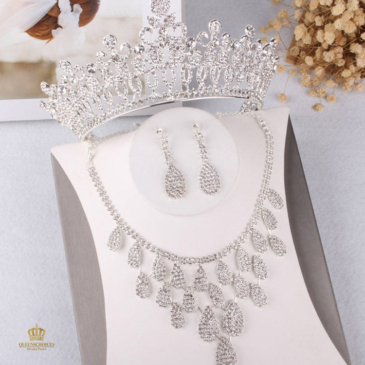 #TQ2084 Crown + Earrings + Necklace (Three-piece )