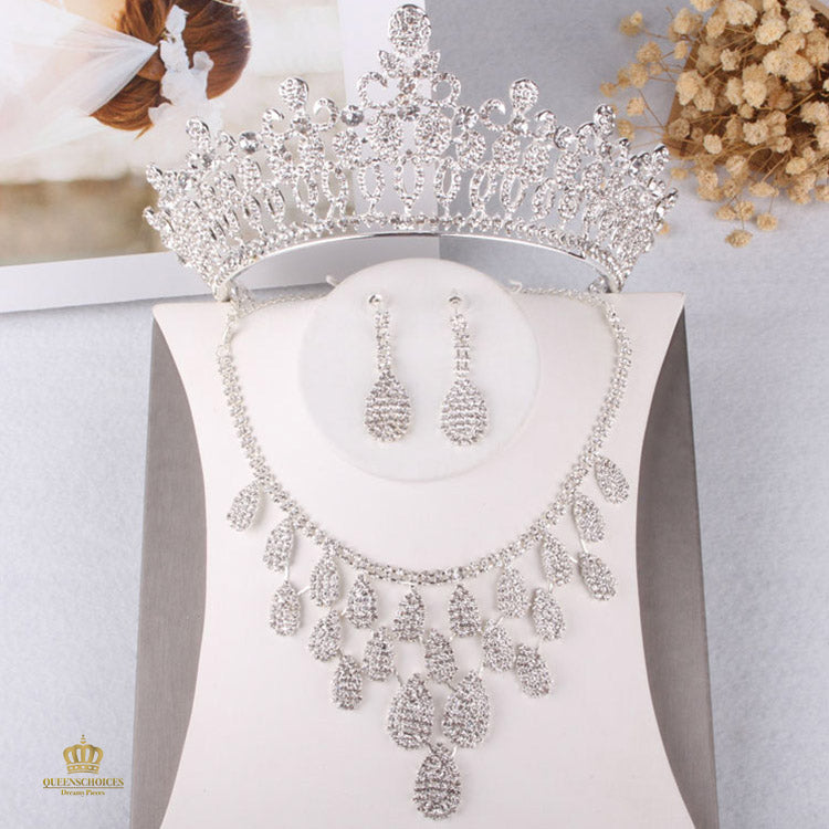 #TQ2084 Crown + Earrings + Necklace (Three-piece )