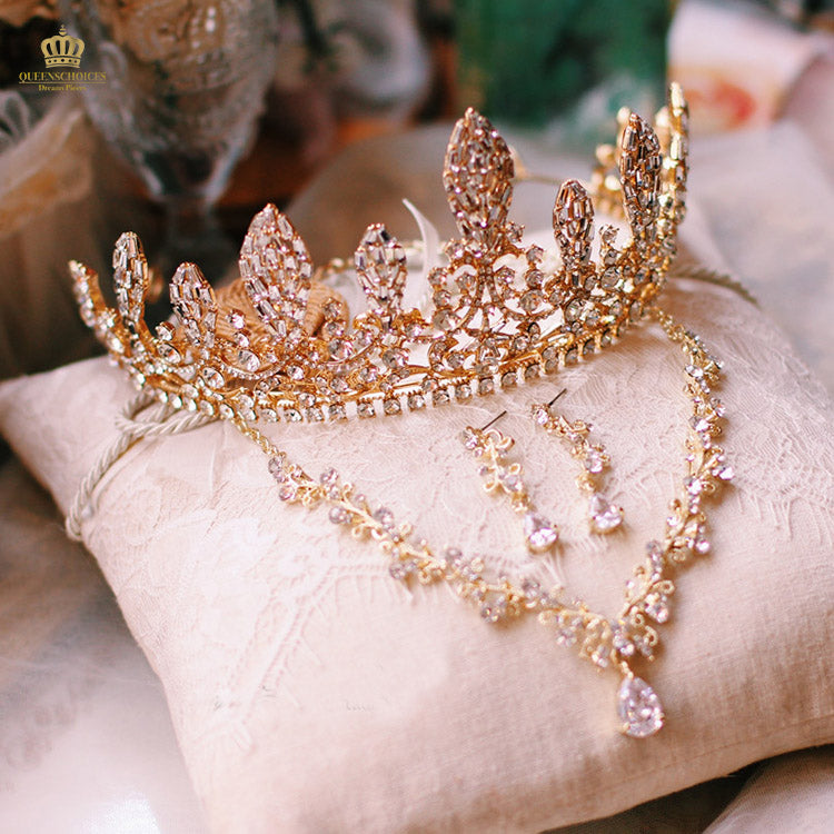 #TQ2108 Crown + Earrings + Necklace (Three-piece )