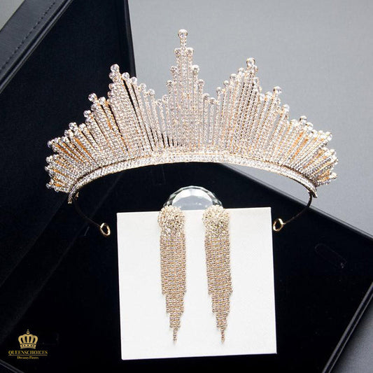 #TQ2109 Crown + Earrings + Necklace (Three-piece )