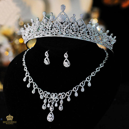 #TQ2110 Crown + Earrings + Necklace (Three-piece )