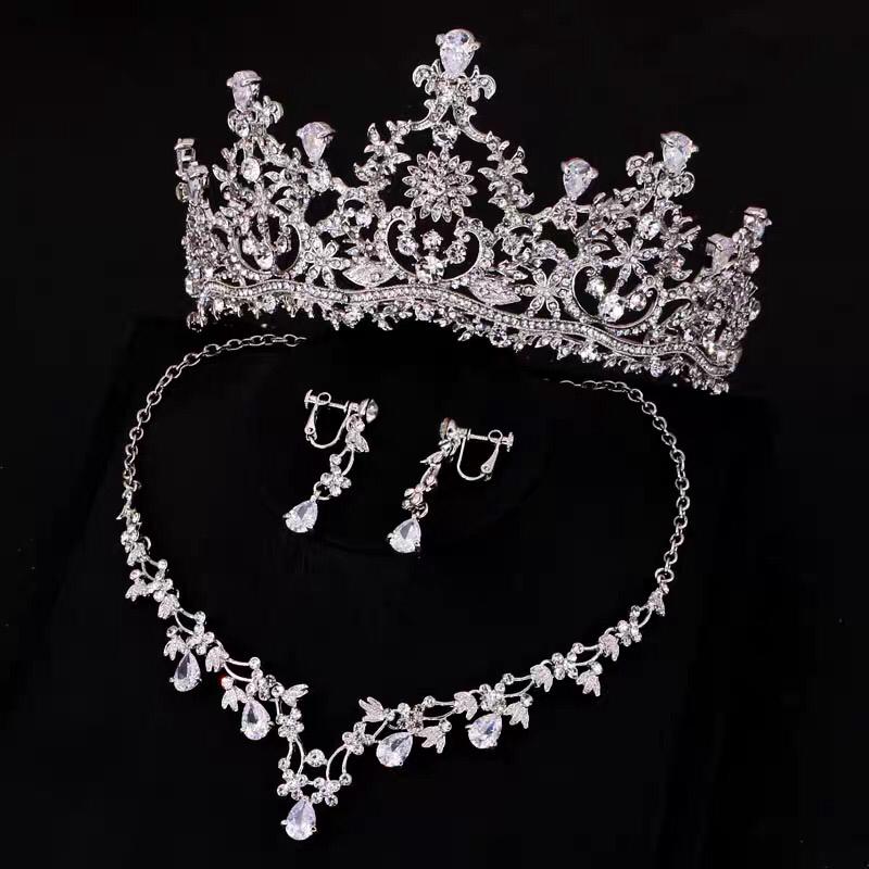 #TQ2125 Crown + Earrings + Necklace (Three-piece )