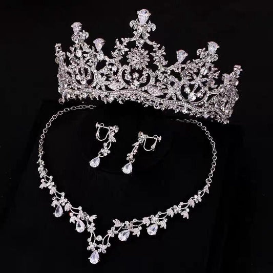 #TQ2125 Crown + Earrings + Necklace (Three-piece )