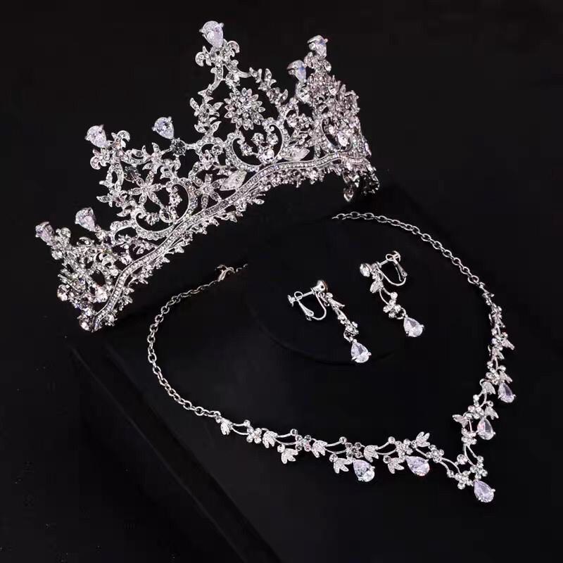 #TQ2125 Crown + Earrings + Necklace (Three-piece )