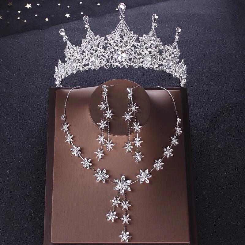 #TQ2128 Crown + Earrings + Necklace (Three-piece )