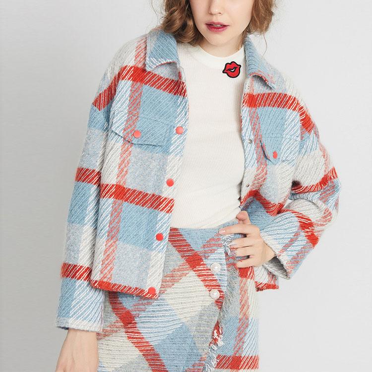 Woolen plaid jacket