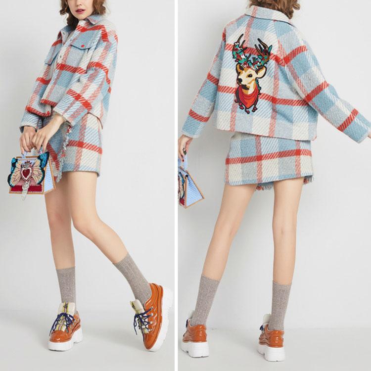 Woolen plaid jacket