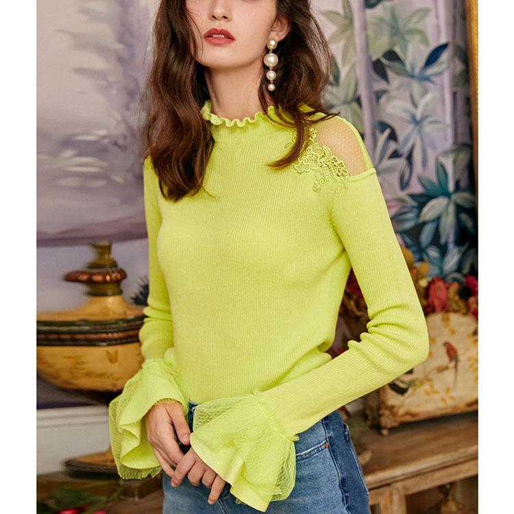 Speaker sleeve sweater knit sweater top