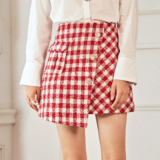 Tweed plaid skirt