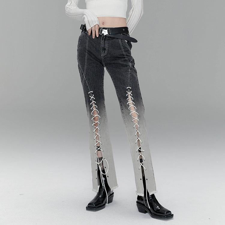 Gradient straight leg flared pants loose trousers