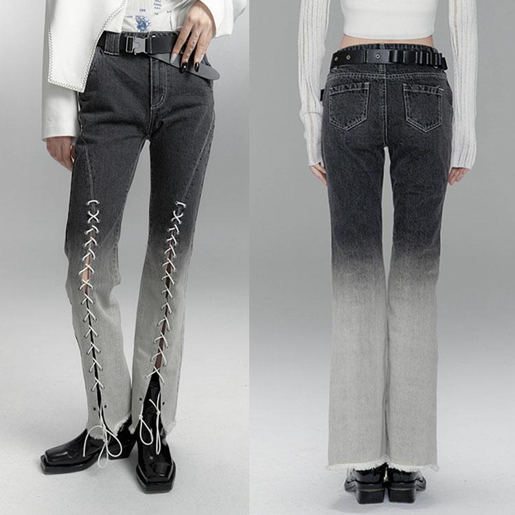 Gradient straight leg flared pants loose trousers