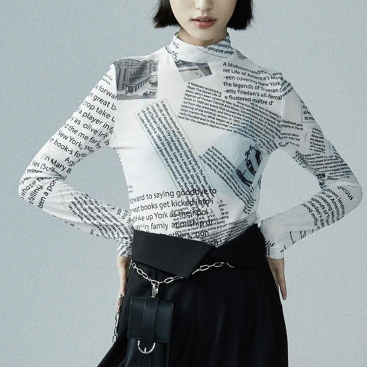 Long sleeve breathable newspaper top