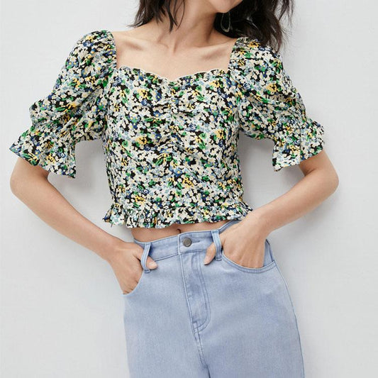 Floral puff sleeve top