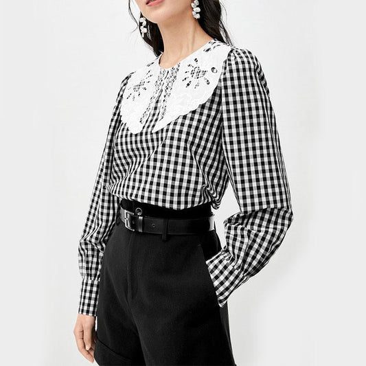 Embroidered lapel classic top