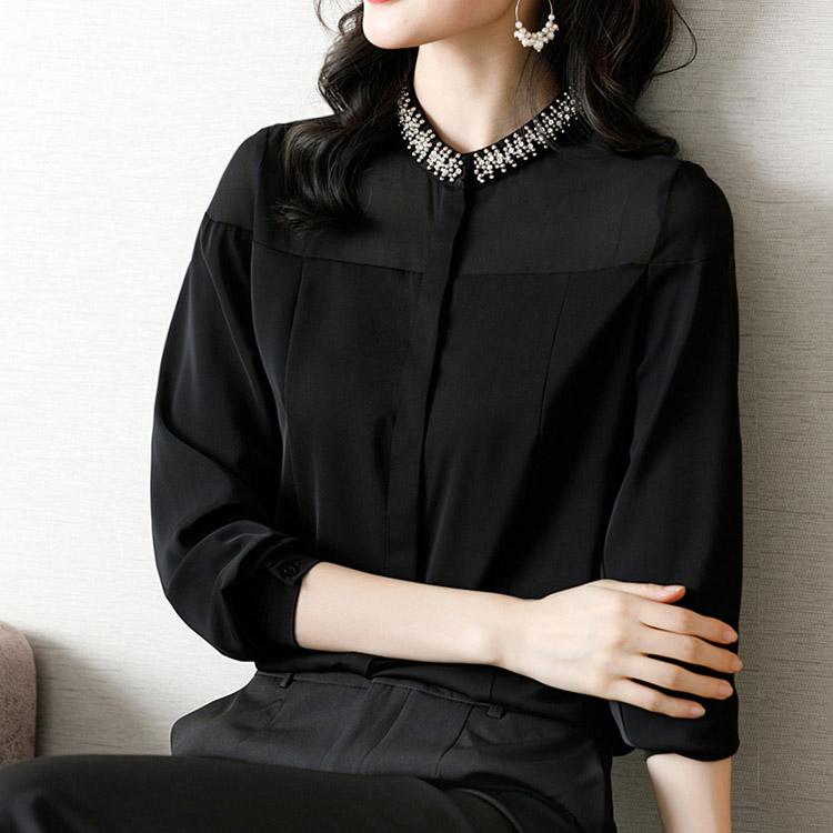 Beaded Collar Shirt #5078 | Dressesloves