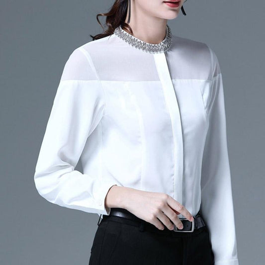 Beaded Collar Shirt #5078 | Dressesloves