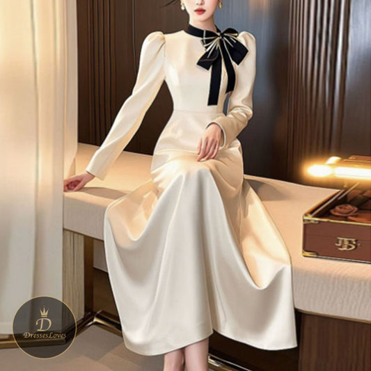 BOW LONG SLEEVES DRESS #5526 | DressesLovesOOTD