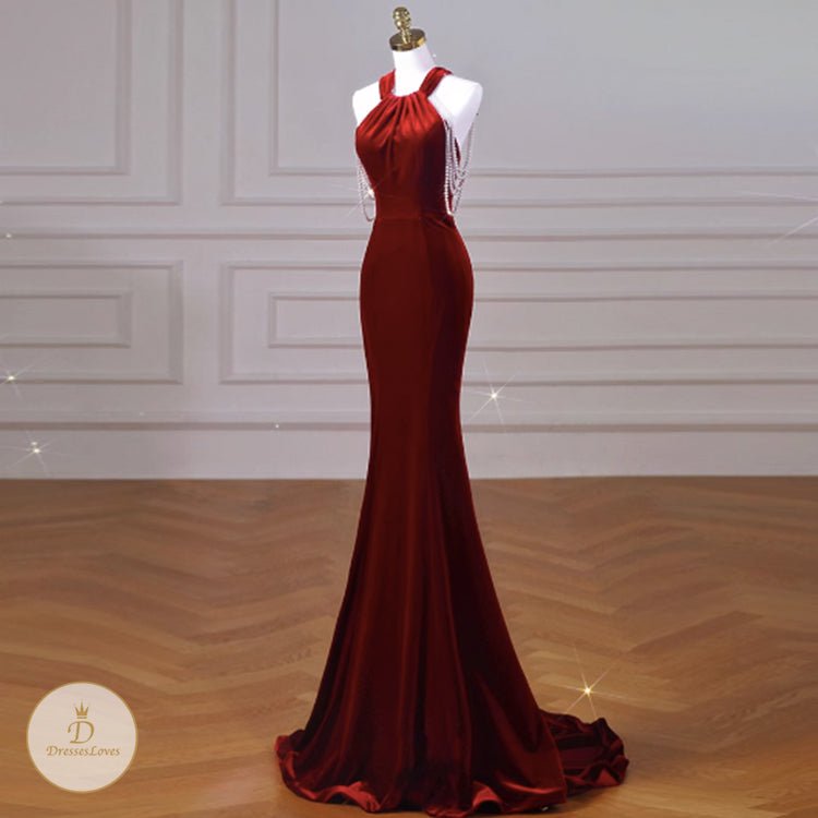 OFF HALTER EVENING DRESS #7767
