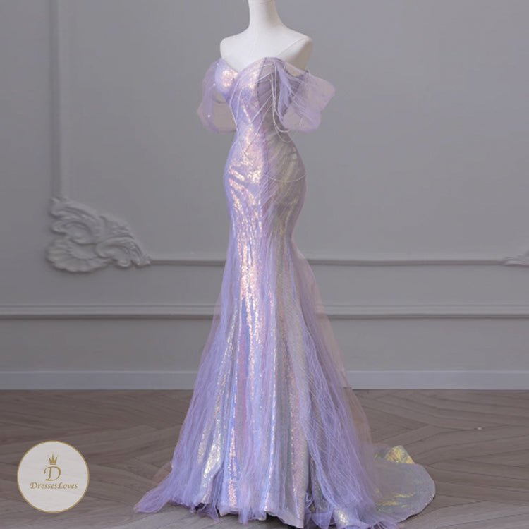 OFF SHOULDER EVENING DRESS #7766