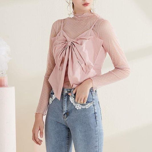 Polka dot mesh top - DresseslovesOOTD