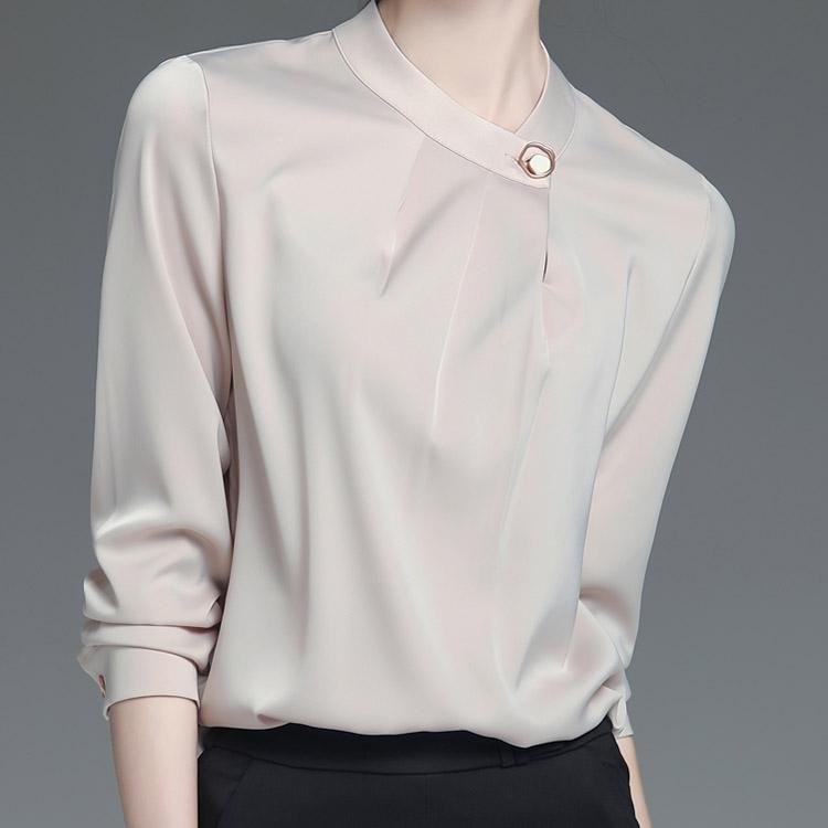 Satin Chiffon Shirt #5075 | Dressesloves