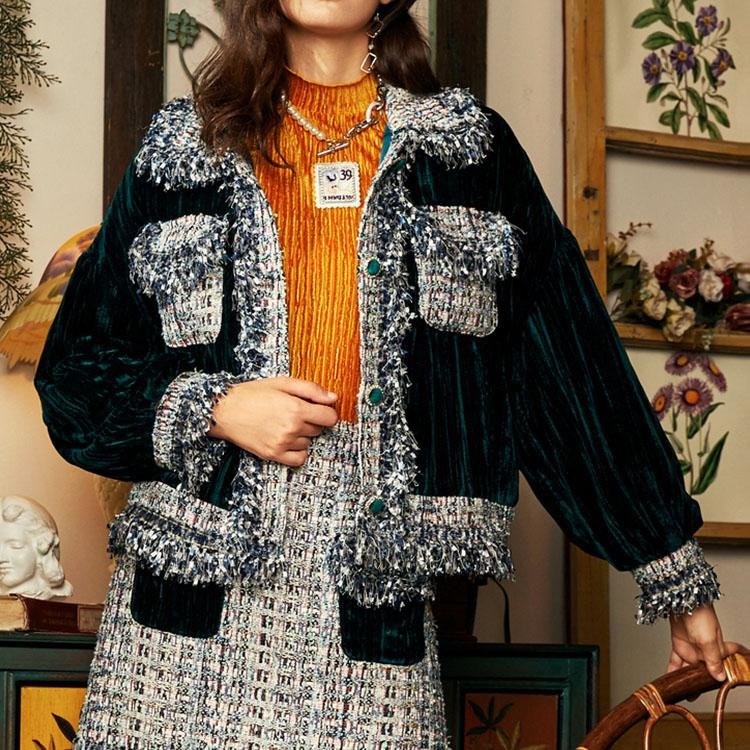 Stitching tassels loose and short jacket - DresseslovesOOTD