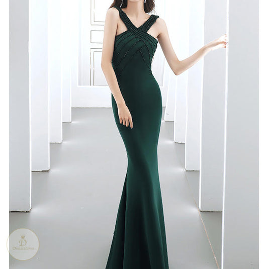 #7472 HALTER EVENING DRESS